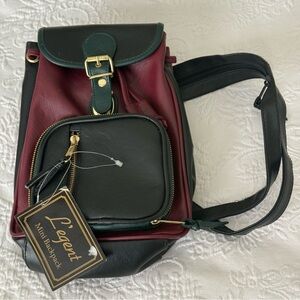 Legend Vintage Mini Backpack in Black and Burgundy